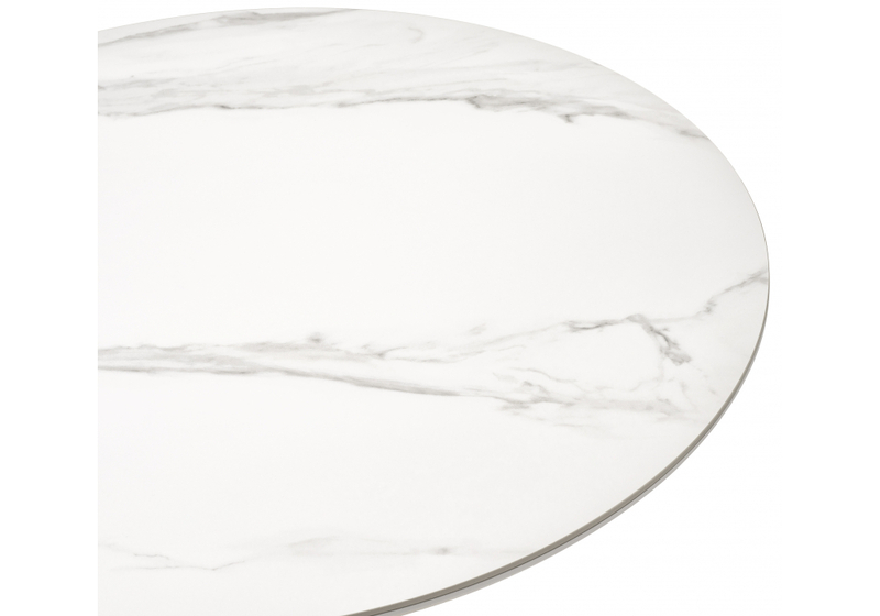 Керамический стол, Тулип 90х73 белый мрамор / золото