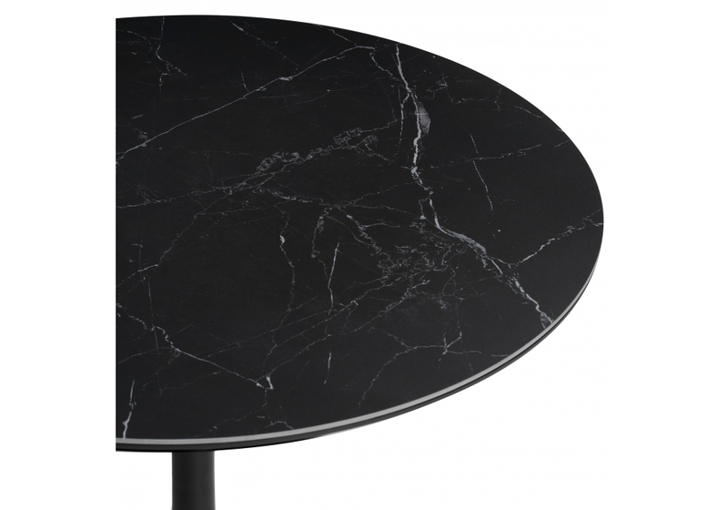 Керамический стол, Тулип 90х74 черный мрамор /  черный