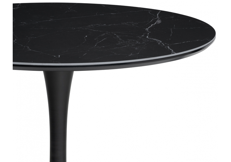 Керамический стол, Тулип 90х74 черный мрамор /  черный
