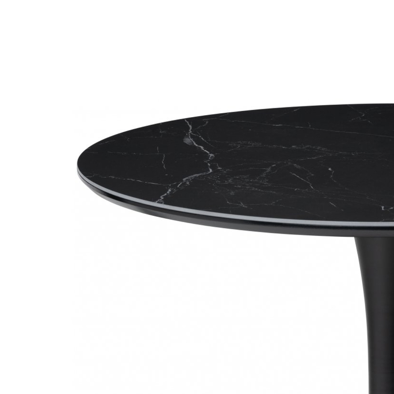 Керамический стол, Тулип 90х74 черный мрамор /  черный