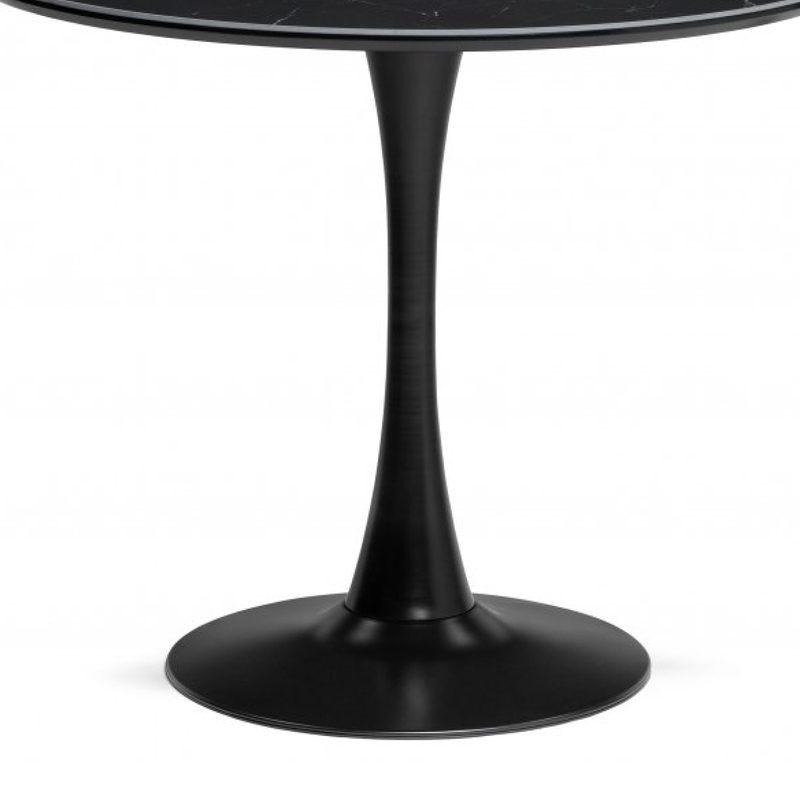 Керамический стол, Тулип 90х74 черный мрамор /  черный