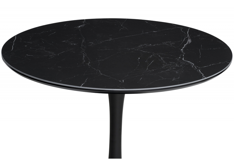 Керамический стол, Тулип 90х74 черный мрамор /  черный