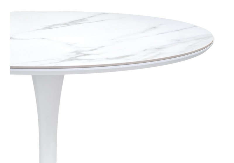 Керамический стол, Тулип 90х74 белый мрамор / белый