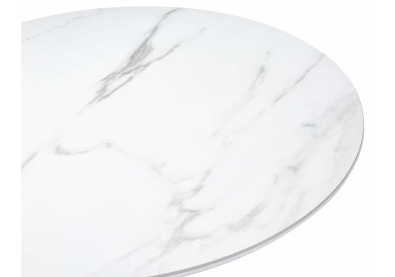 Керамический стол, Тулип 90х74 белый мрамор / белый