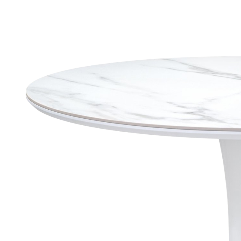 Керамический стол, Тулип 90х74 белый мрамор / белый