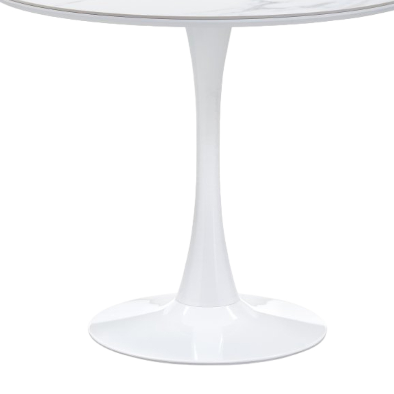 Керамический стол, Тулип 90х74 белый мрамор / белый