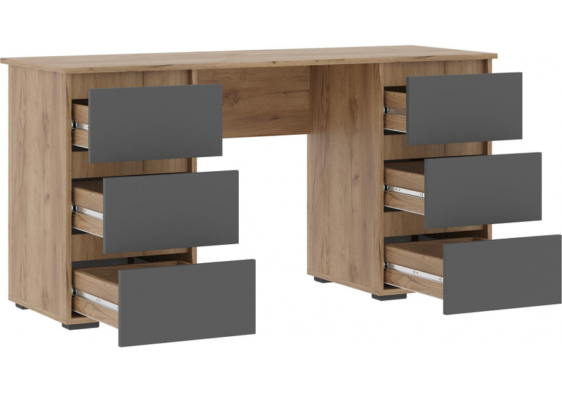 Компьютерный стол, Элла ПС 02 серый графит 0162 / дуб крафт золото