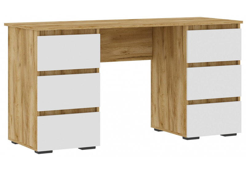 Компьютерный стол, Элла ПС 02 белый / дуб крафт золото