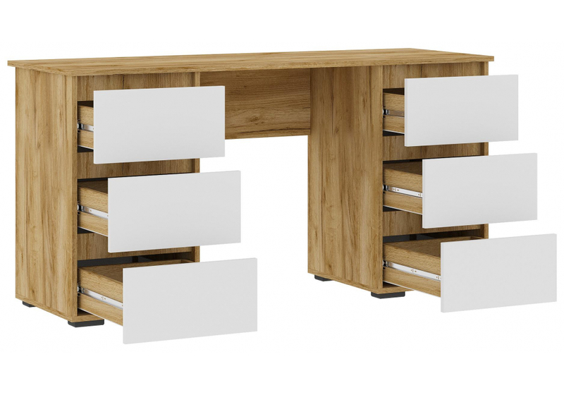 Компьютерный стол, Элла ПС 02 белый / дуб крафт золото