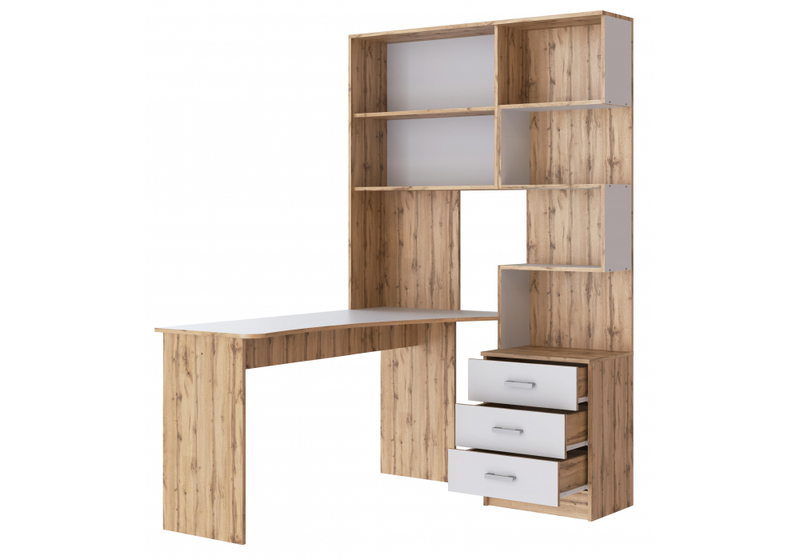 Компьютерный стол, Ганор левый дуб вотан / белый