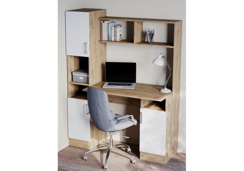 Компьютерный стол, Эндо дуб вотан / белый