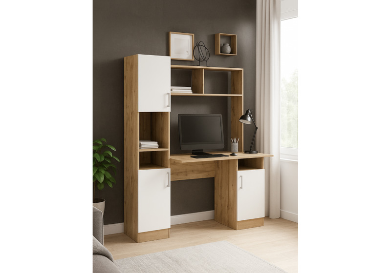 Компьютерный стол, Эндо дуб вотан / белый