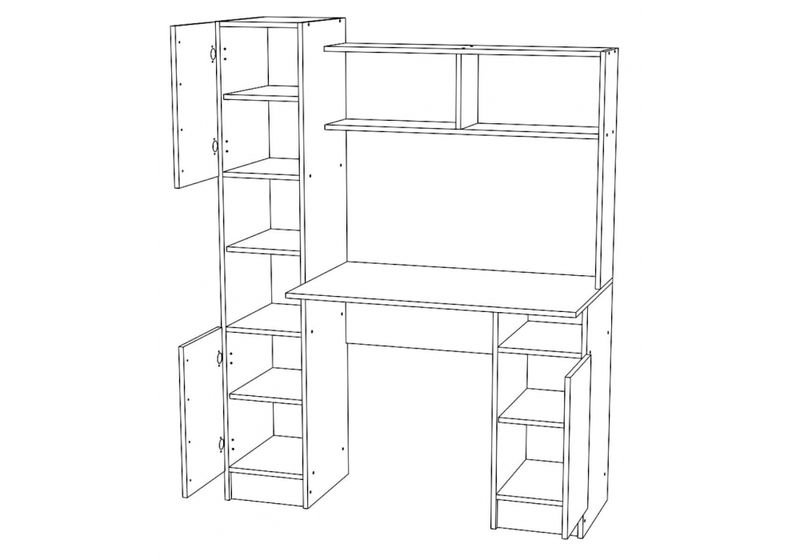 Компьютерный стол, Эндо дуб вотан / белый