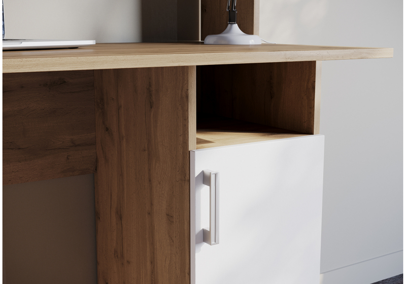 Компьютерный стол, Эндо дуб вотан / белый