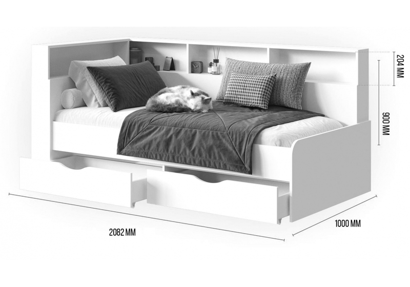 Кровать, Амер 190х80 белая