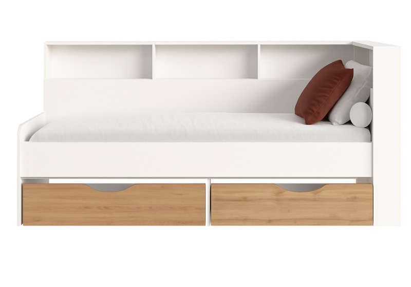 Кровать, Амер 190х80 белый / дуб вотан