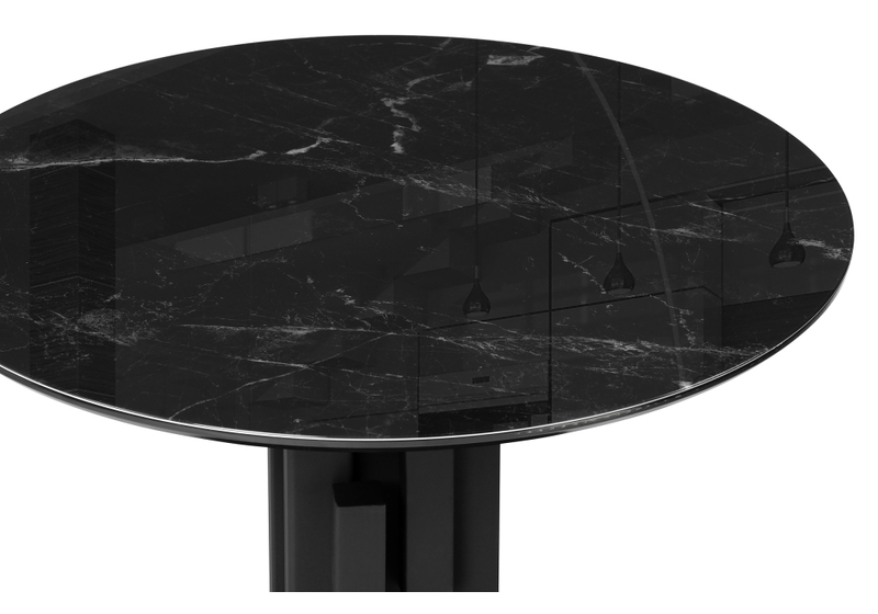 Стол стеклянный, Калипсо 110х75 черный мрамор / черный