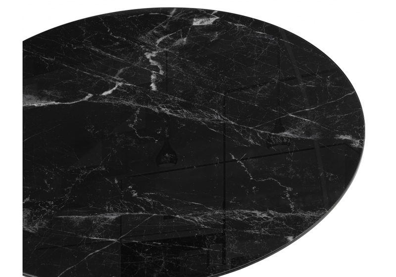 Стол стеклянный, Калипсо 110х75 черный мрамор / черный
