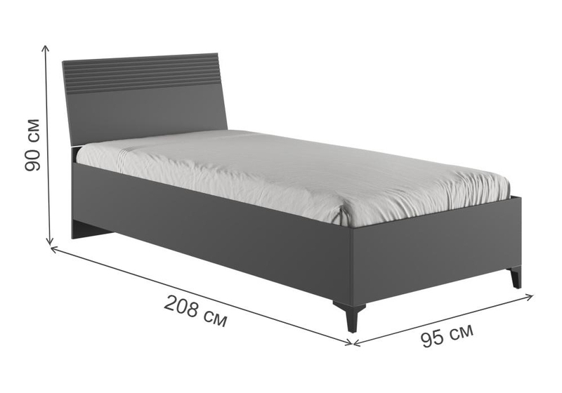 Кровать, Ника 90х200 с основанием дсп эйхория QR-17 / графит