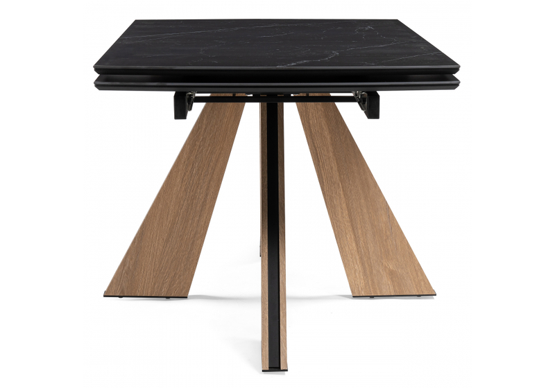 Керамический стол, Шаннон 180(240)х90х79 черный мрамор / дуб монтана