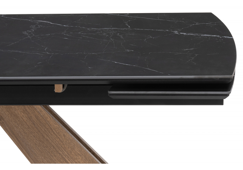 Керамический стол, Шаннон 180(240)х90х79 черный мрамор / дуб монтана
