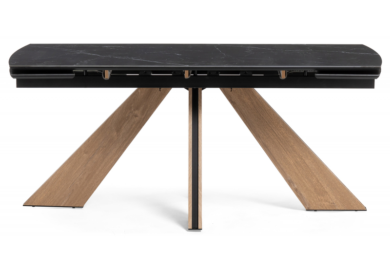 Керамический стол, Шаннон 180(240)х90х79 черный мрамор / дуб монтана