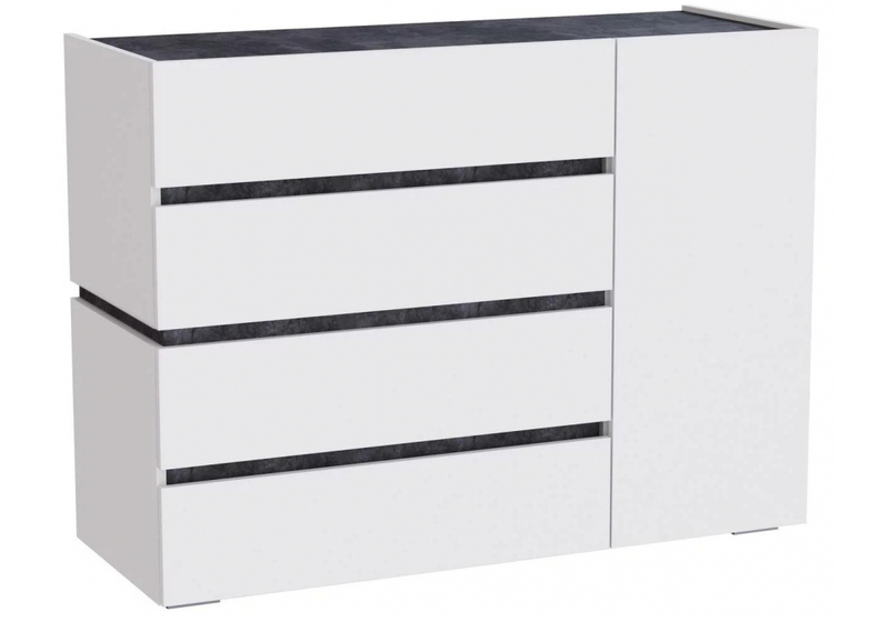 Комод, Атлон белый / бетон темный