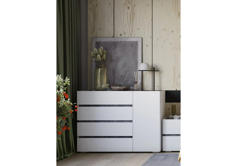 Комод, Атлон белый / бетон темный