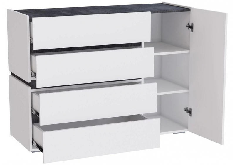 Комод, Атлон белый / бетон темный