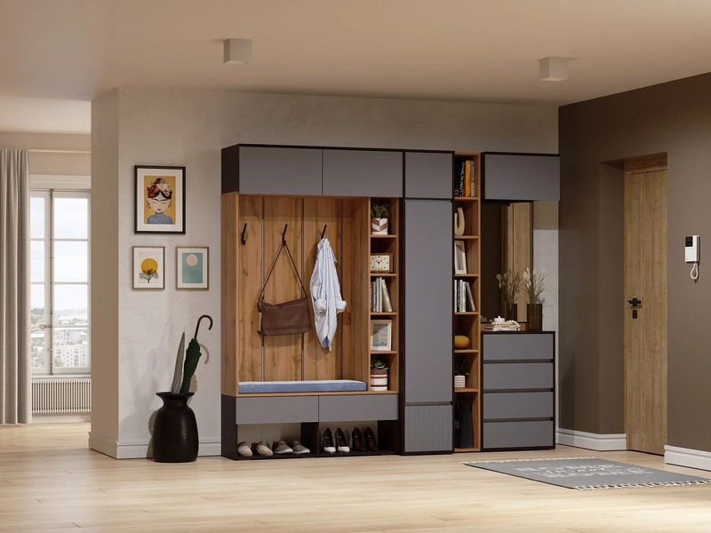 Шкаф, Роут венге / графит софт