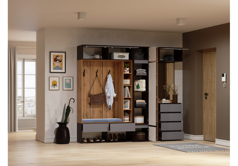 Шкаф, Роут малый венге / графит софт