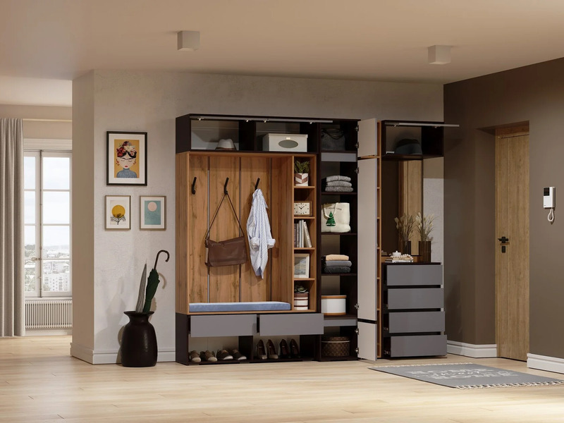 Шкаф, Роут венге / графит софт