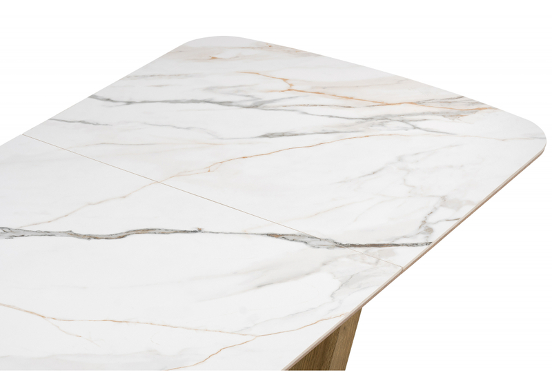 Керамический стол, Петир 120(160)х80х75 gilt white / дуб монтана