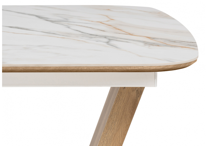 Керамический стол, Петир 120(160)х80х75 gilt white / дуб монтана