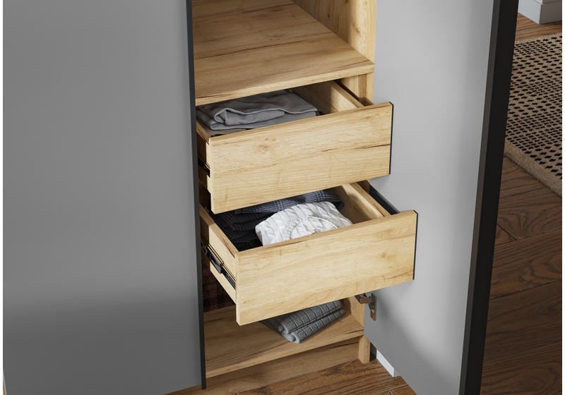 Шкаф, Широн 800 графит серый / дуб крафт золото