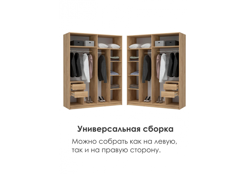 Шкаф, Широн 1600 графит серый / дуб крафт золото