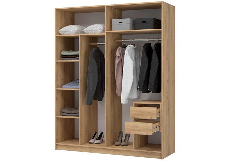 Шкаф, Широн 1600 графит серый / дуб крафт золото