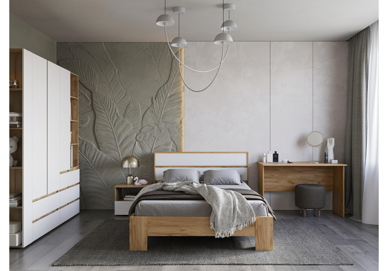 Шкаф, Элла ШК 01 белый / дуб крафт золото