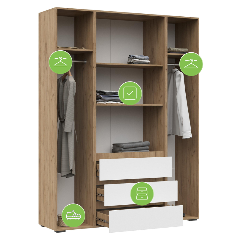 Шкаф, Элла ШК 05 белый / дуб крафт золото