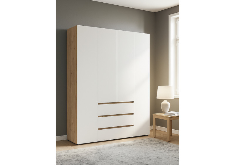 Шкаф, Элла ШК 05 белый / дуб крафт золото