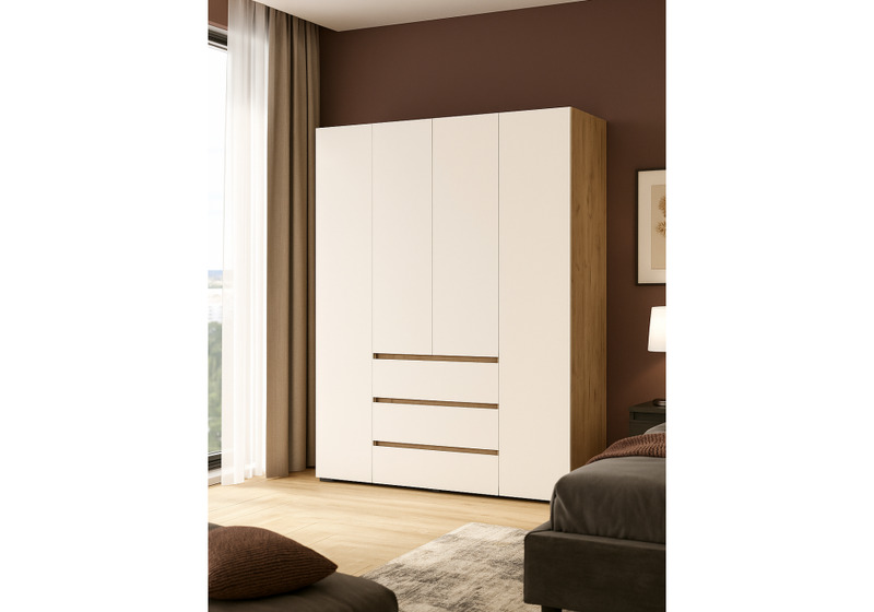 Шкаф, Элла ШК 05 белый / дуб крафт золото