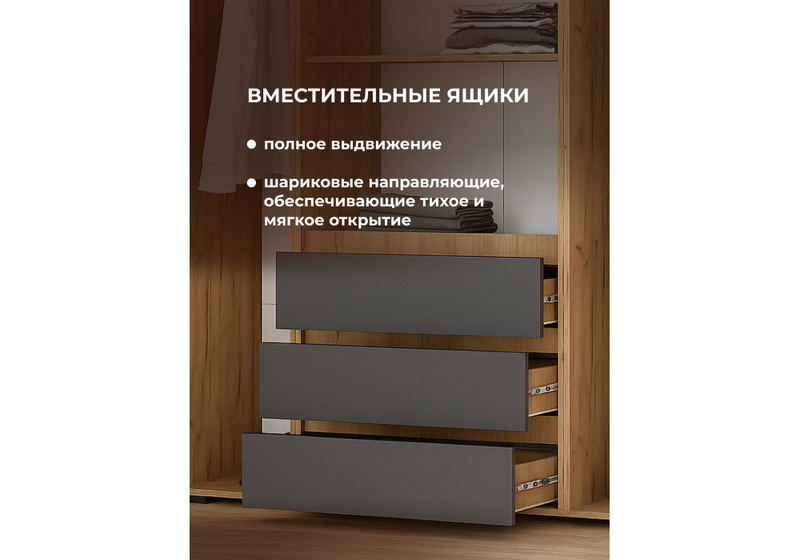 Шкаф, Элла ШК 05 серый графит 0162 / дуб крафт золото