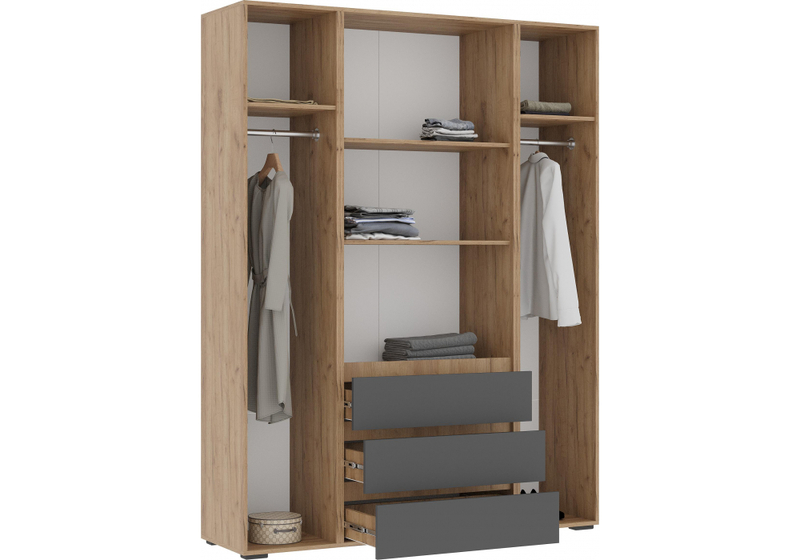 Шкаф, Элла ШК 05 серый графит 0162 / дуб крафт золото