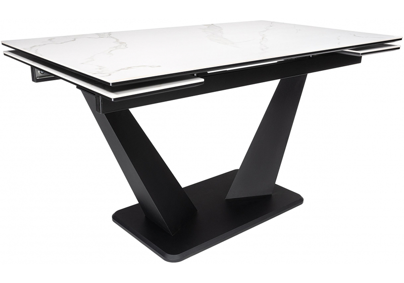 Керамический стол, Кели 140(200)х80х76 белый / черный