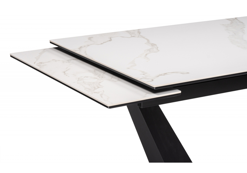 Керамический стол, Кели 140(200)х80х76 белый / черный