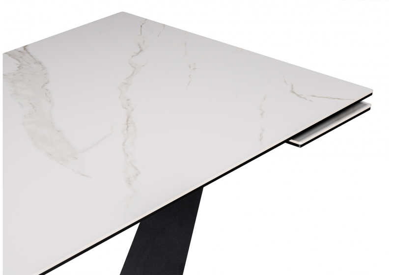 Керамический стол, Кели 140(200)х80х76 белый / черный