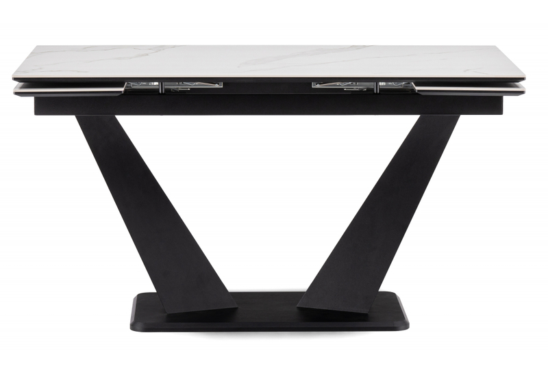 Керамический стол, Кели 140(200)х80х76 белый / черный