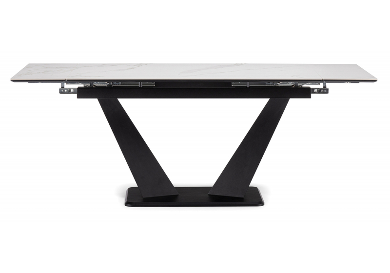 Керамический стол, Кели 140(200)х80х76 белый / черный