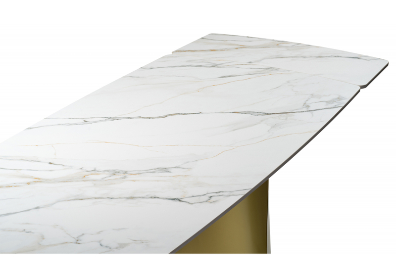 Керамический стол, Готланд 180(240)х90х79 вяз скандинавский / золото