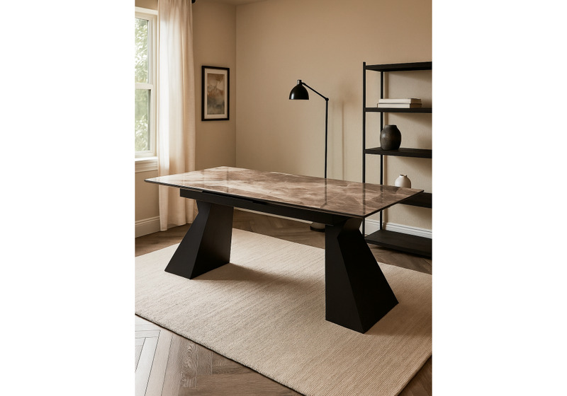 Стол стеклянный, Денхольм 240(290)х100х75 каталония / черный